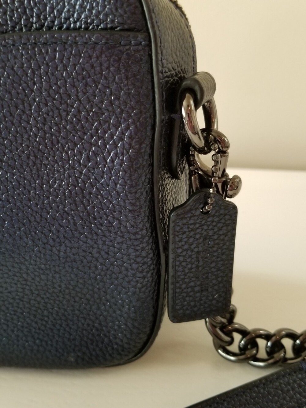 Coach Metallic Blue Camera Bag Pebbled Leather - Picture 7 of 15